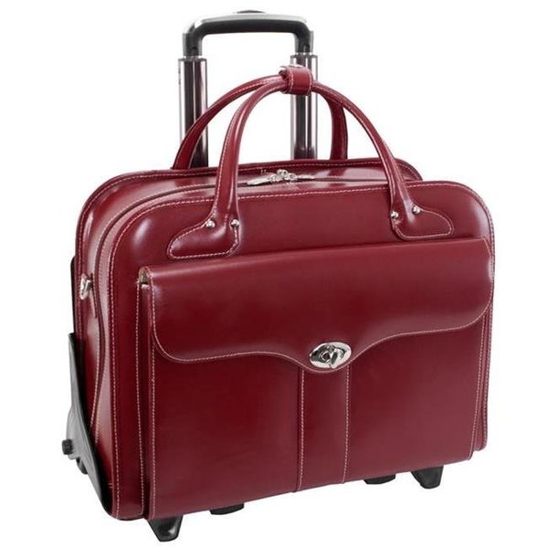 Mckleinusa McKlein USA 97046 15 in. W Series Berkeley Leather Patented Detachable Wheeled Ladies Briefcase - Red 97046